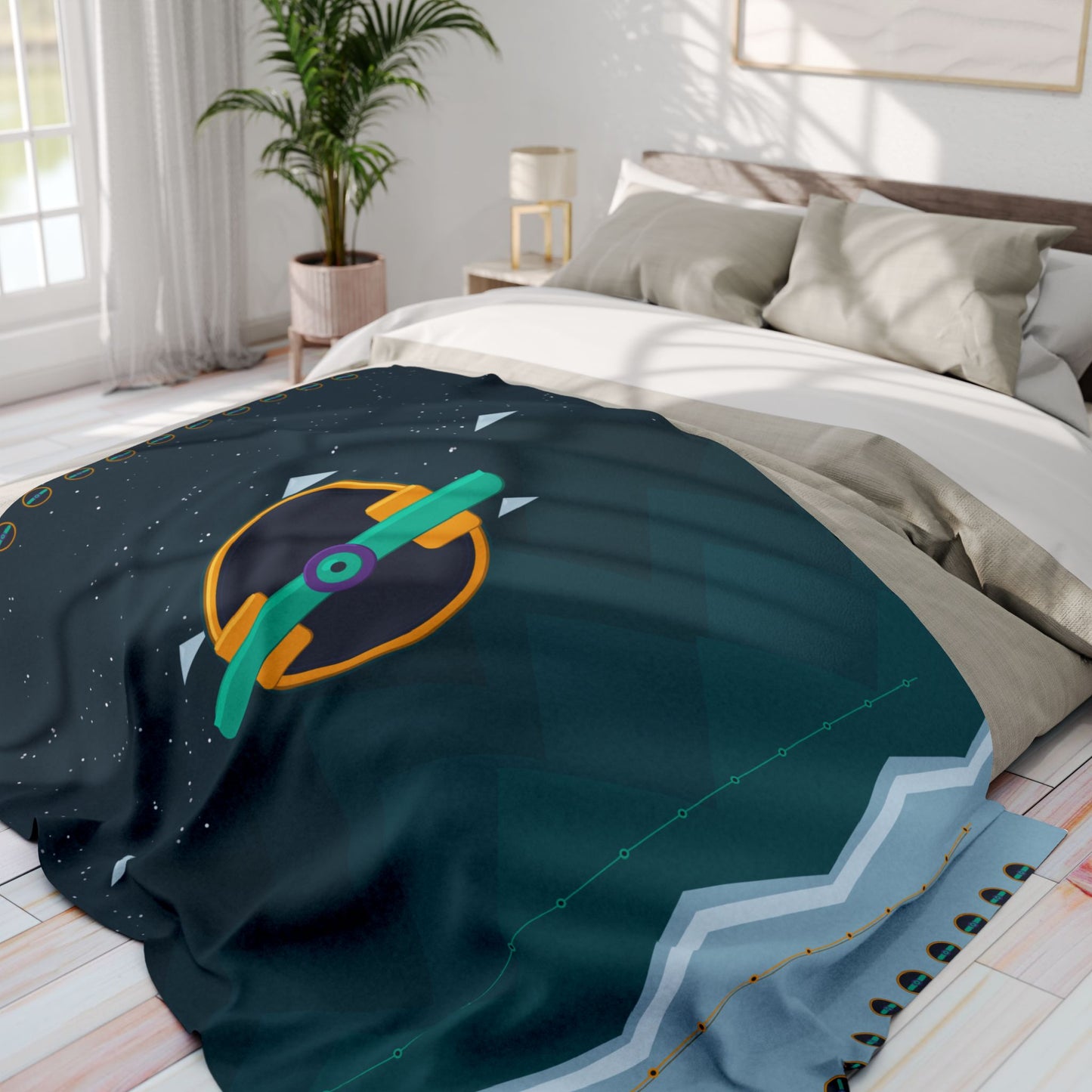 Unboards Arctic Night Fleece Blanket — Geometric Polar Landscape Throw