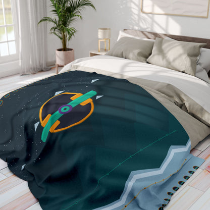 Unboards Arctic Night Fleece Blanket — Geometric Polar Landscape Throw