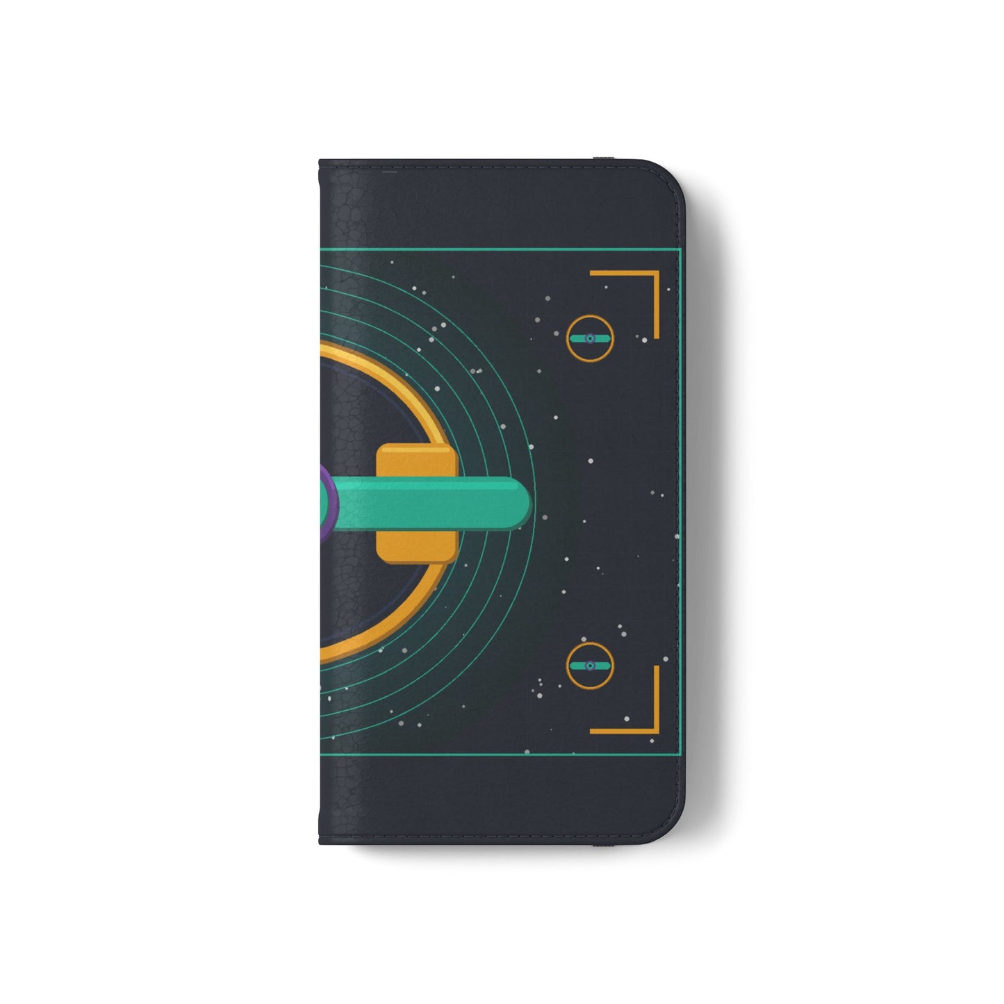 Unboards Cosmic Flip Case — Retro Space Tech Wallet Cover