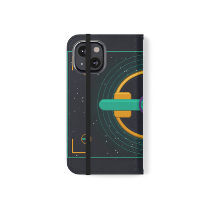 Unboards Cosmic Flip Case — Retro Space Tech Wallet Cover