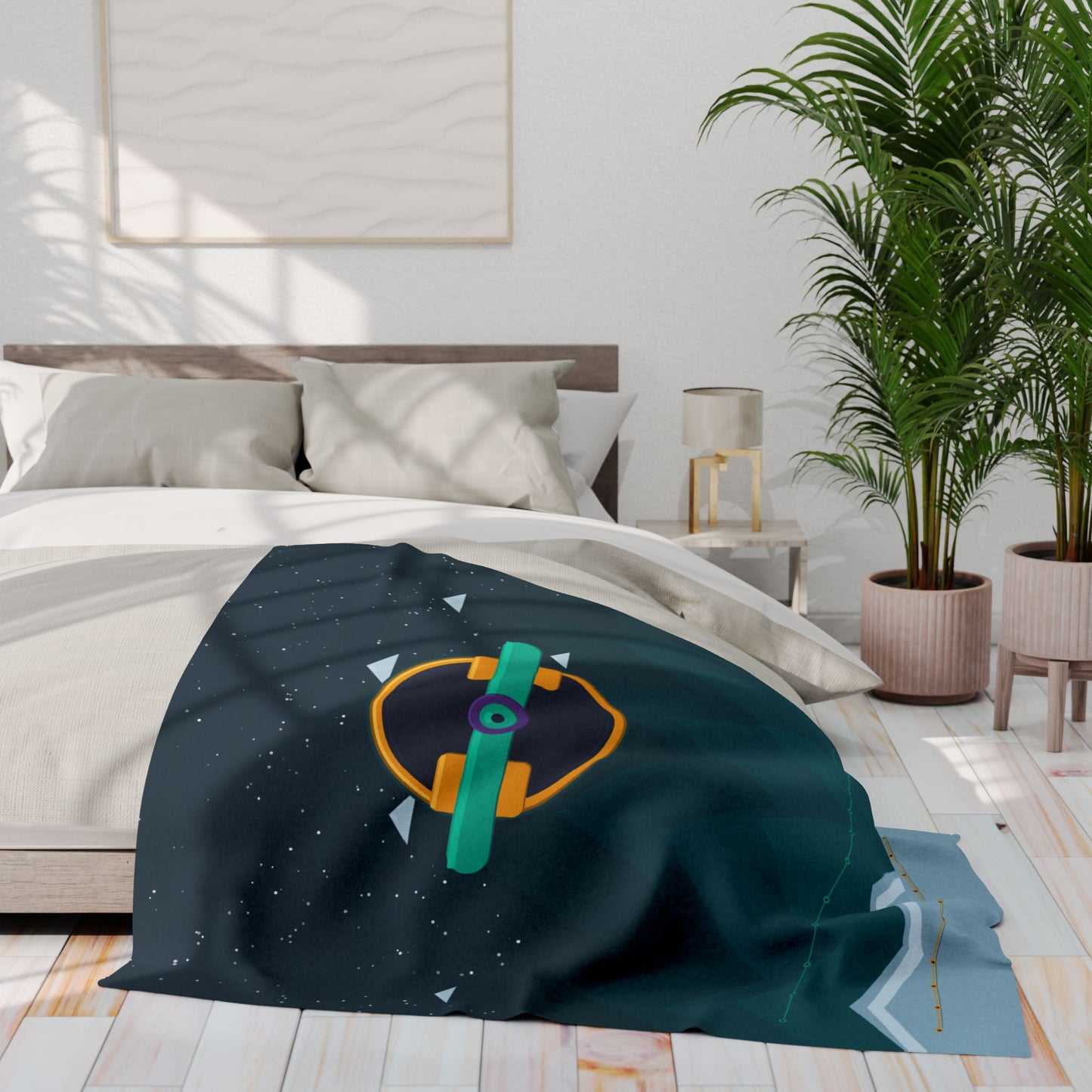 Unboards Arctic Night Fleece Blanket — Geometric Polar Landscape Throw