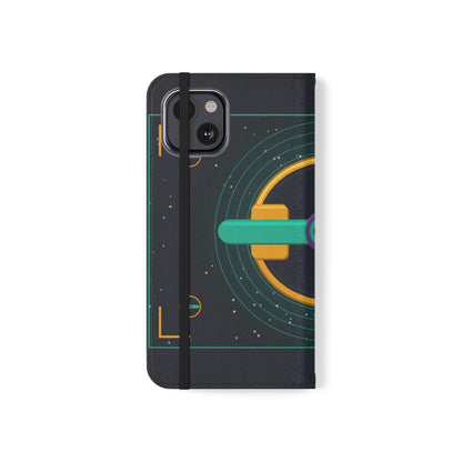 Unboards Cosmic Flip Case — Retro Space Tech Wallet Cover