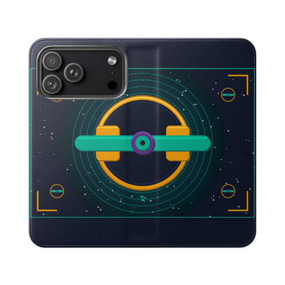 Unboards Cosmic Flip Case — Retro Space Tech Wallet Cover
