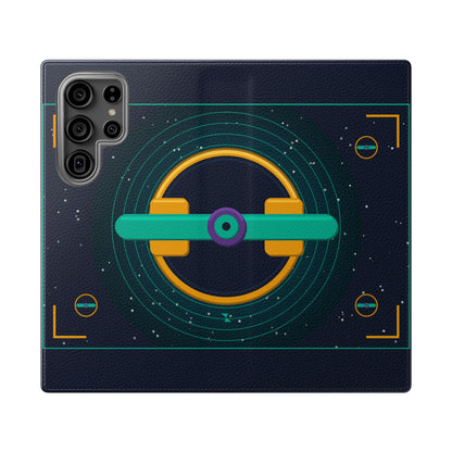 Unboards Cosmic Flip Case — Retro Space Tech Wallet Cover