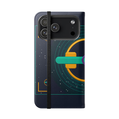Unboards Cosmic Flip Case — Retro Space Tech Wallet Cover