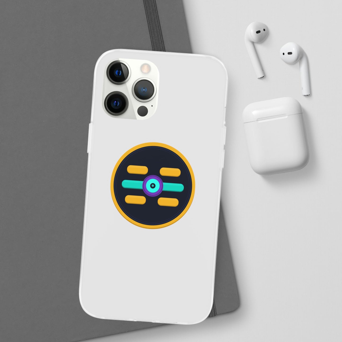 The Boards Shop Clear Phone Case with Colorful Tech Emblem
