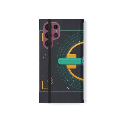 Unboards Cosmic Flip Case — Retro Space Tech Wallet Cover