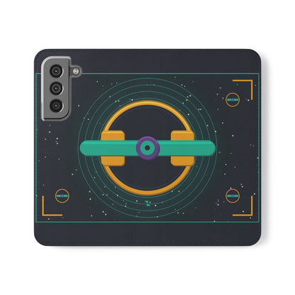 Unboards Cosmic Flip Case — Retro Space Tech Wallet Cover