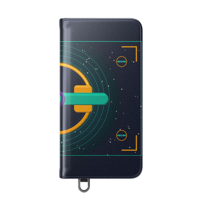 Unboards Cosmic Flip Case — Retro Space Tech Wallet Cover