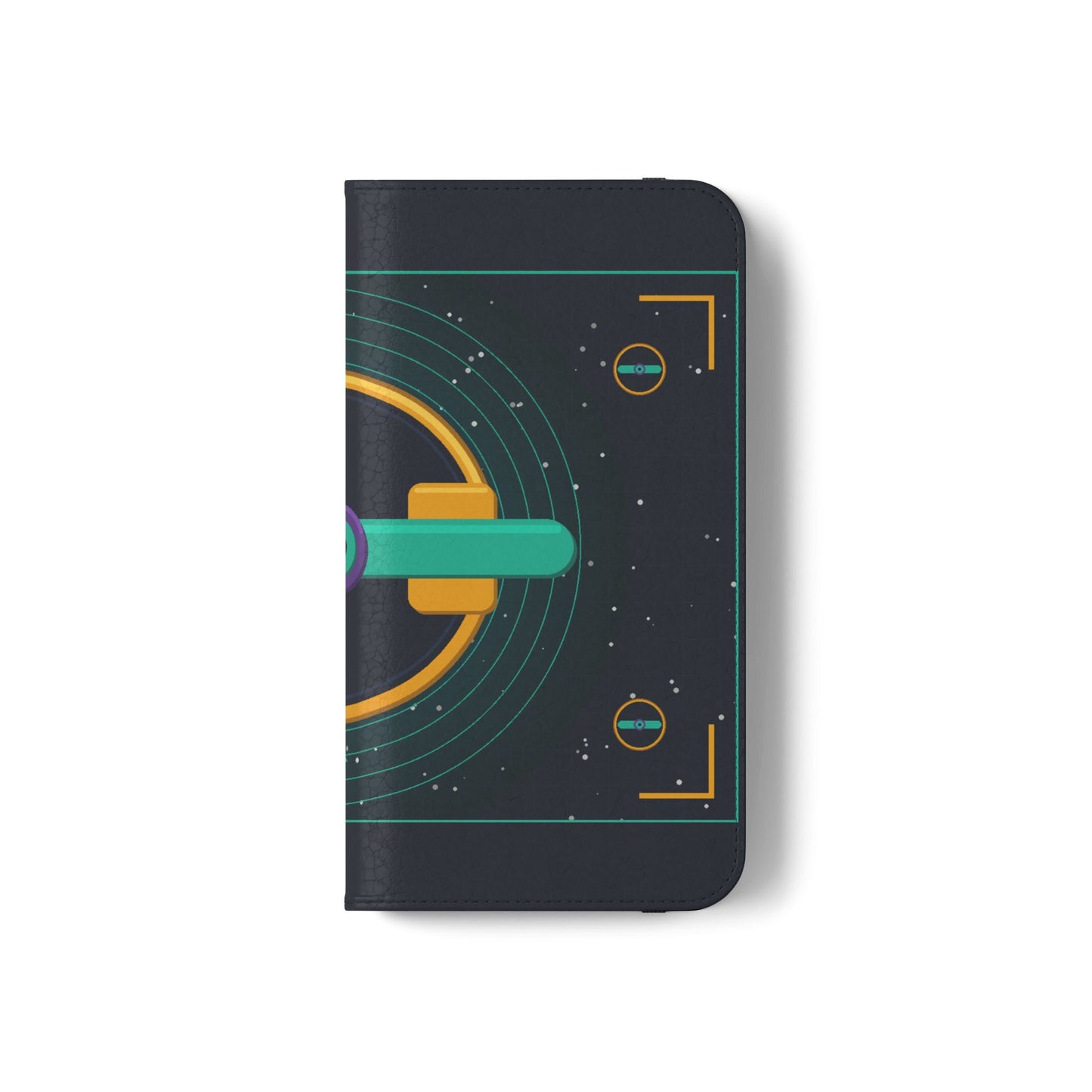 Unboards Cosmic Flip Case — Retro Space Tech Wallet Cover