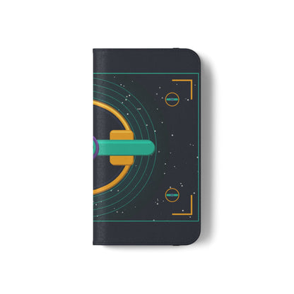 Unboards Cosmic Flip Case — Retro Space Tech Wallet Cover