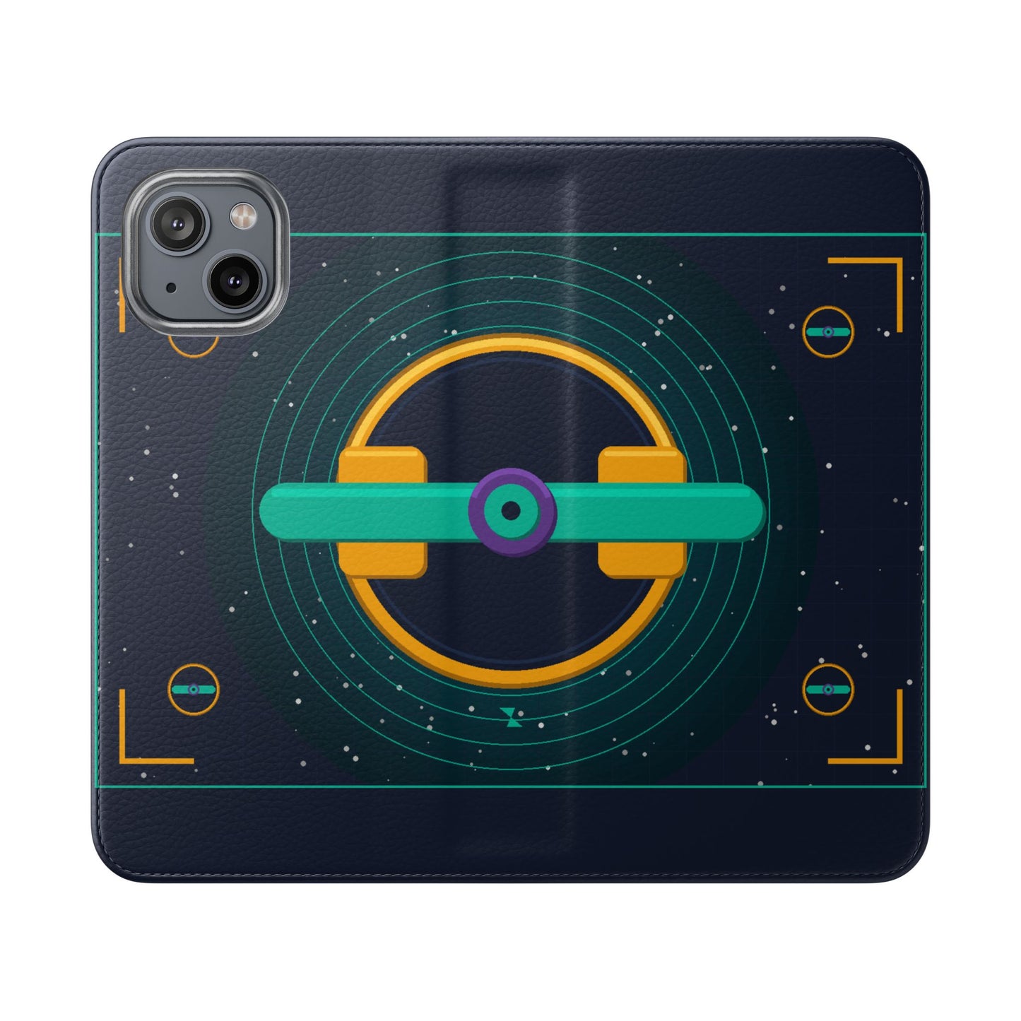 Unboards Cosmic Flip Case — Retro Space Tech Wallet Cover