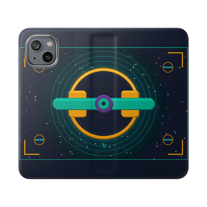Unboards Cosmic Flip Case — Retro Space Tech Wallet Cover