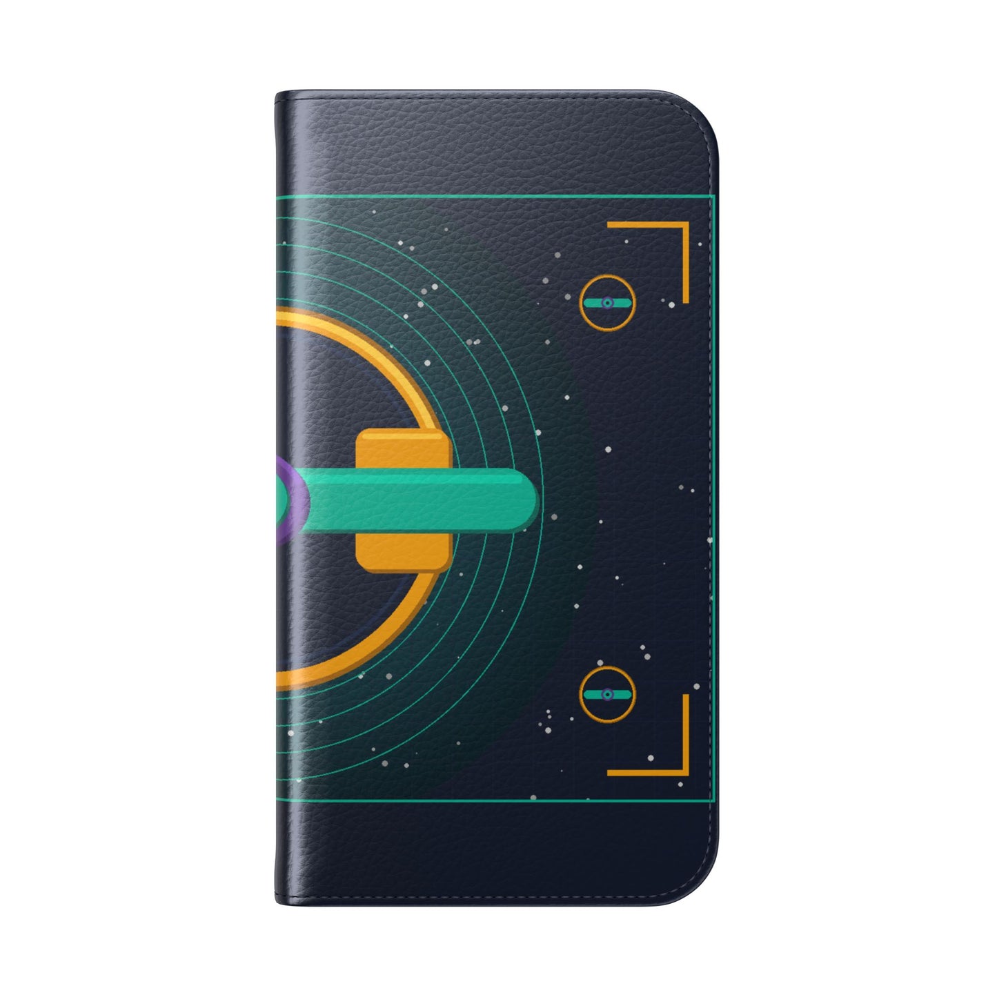 Unboards Cosmic Flip Case — Retro Space Tech Wallet Cover