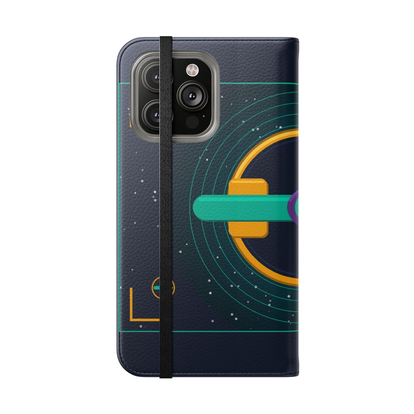 Unboards Cosmic Flip Case — Retro Space Tech Wallet Cover