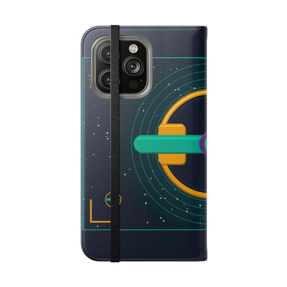 Unboards Cosmic Flip Case — Retro Space Tech Wallet Cover