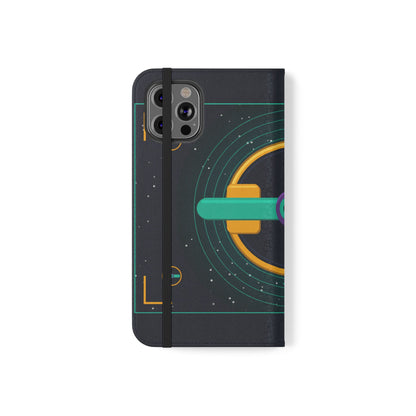 Unboards Cosmic Flip Case — Retro Space Tech Wallet Cover
