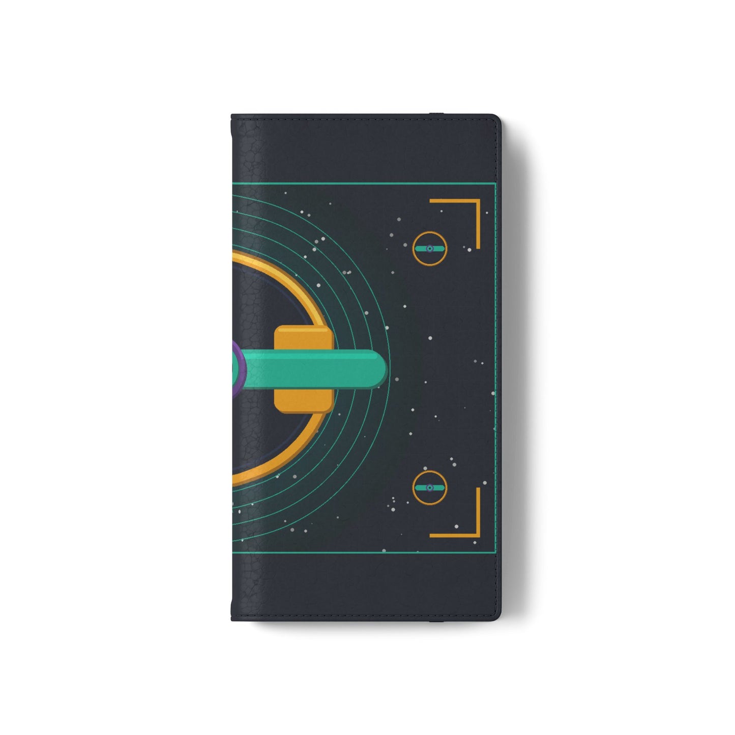 Unboards Cosmic Flip Case — Retro Space Tech Wallet Cover