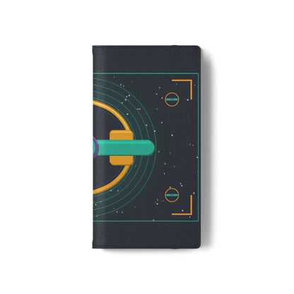 Unboards Cosmic Flip Case — Retro Space Tech Wallet Cover