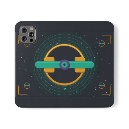 Unboards Cosmic Flip Case — Retro Space Tech Wallet Cover