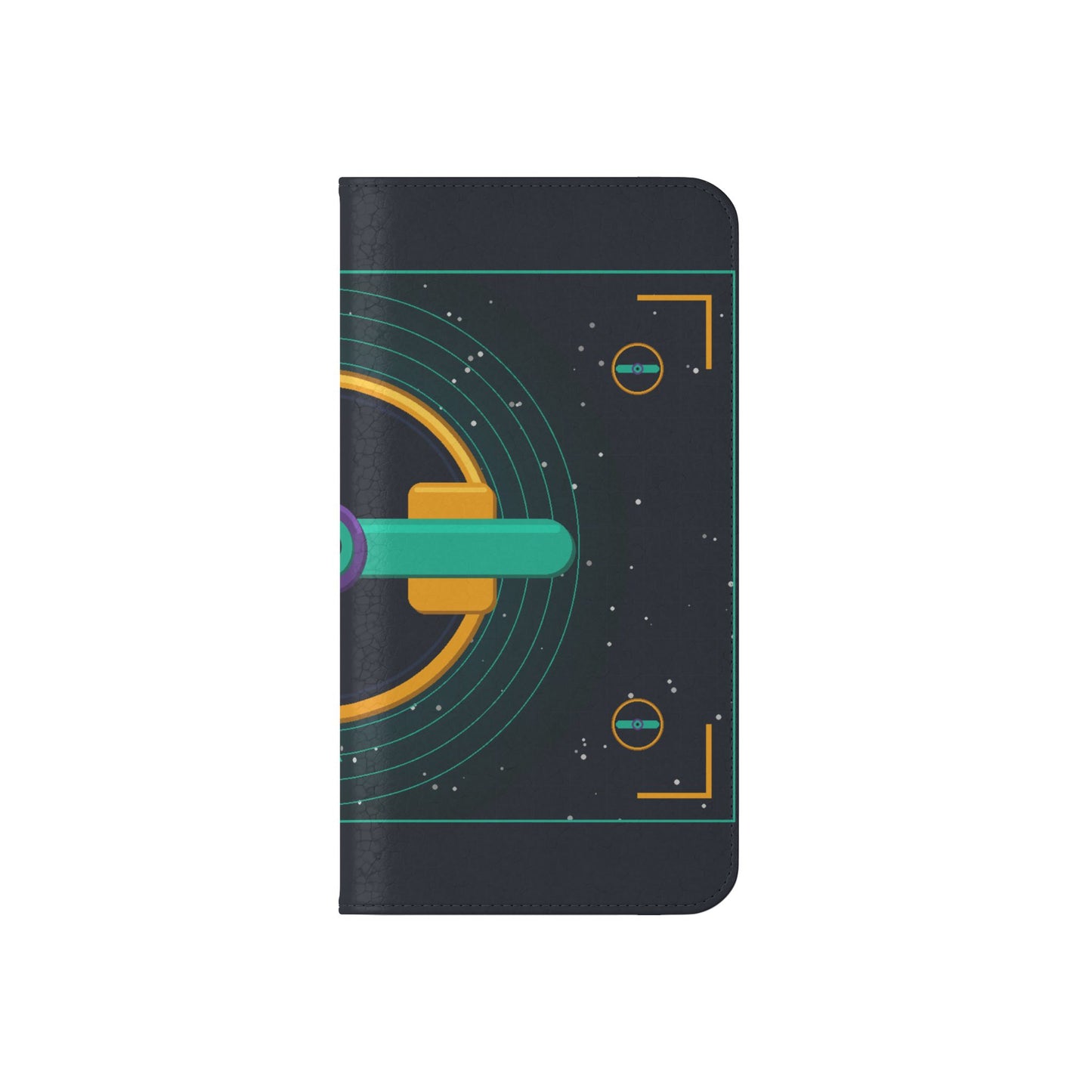 Unboards Cosmic Flip Case — Retro Space Tech Wallet Cover