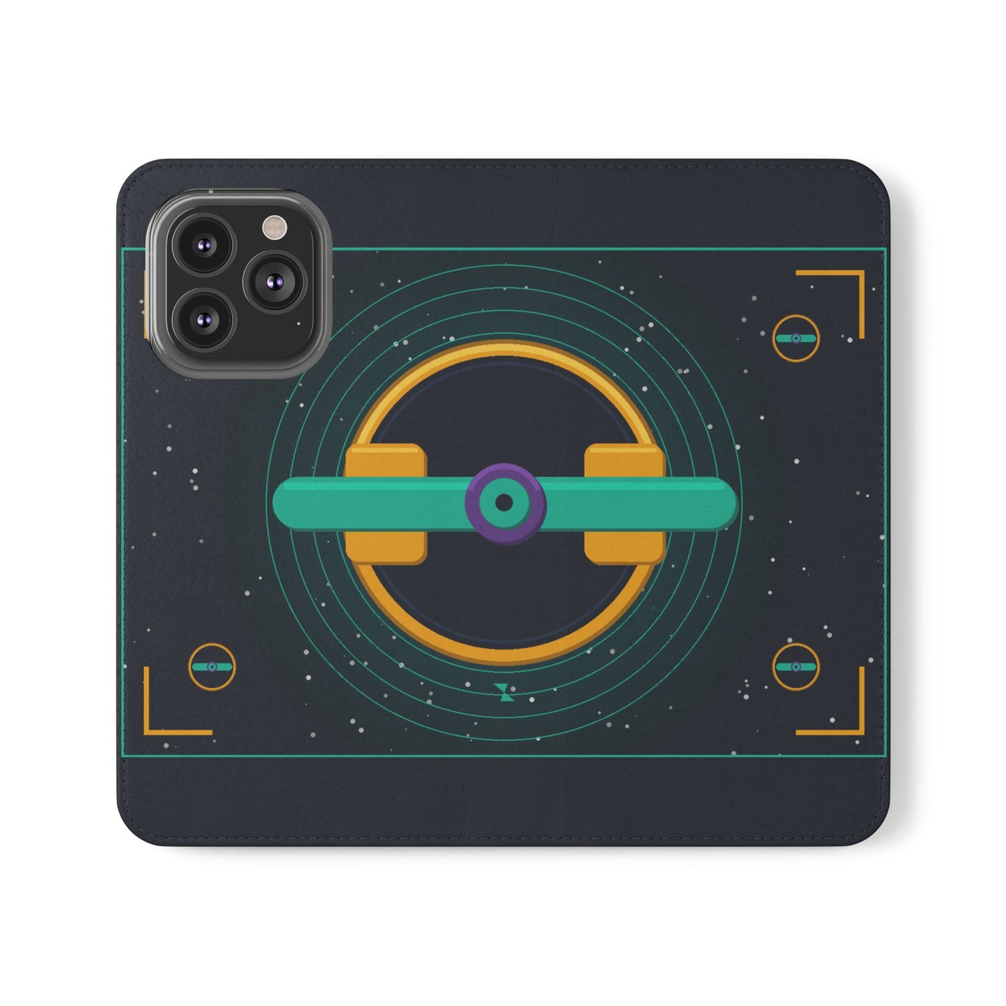 Unboards Cosmic Flip Case — Retro Space Tech Wallet Cover