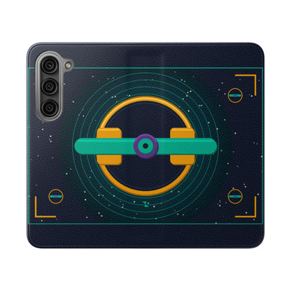 Unboards Cosmic Flip Case — Retro Space Tech Wallet Cover