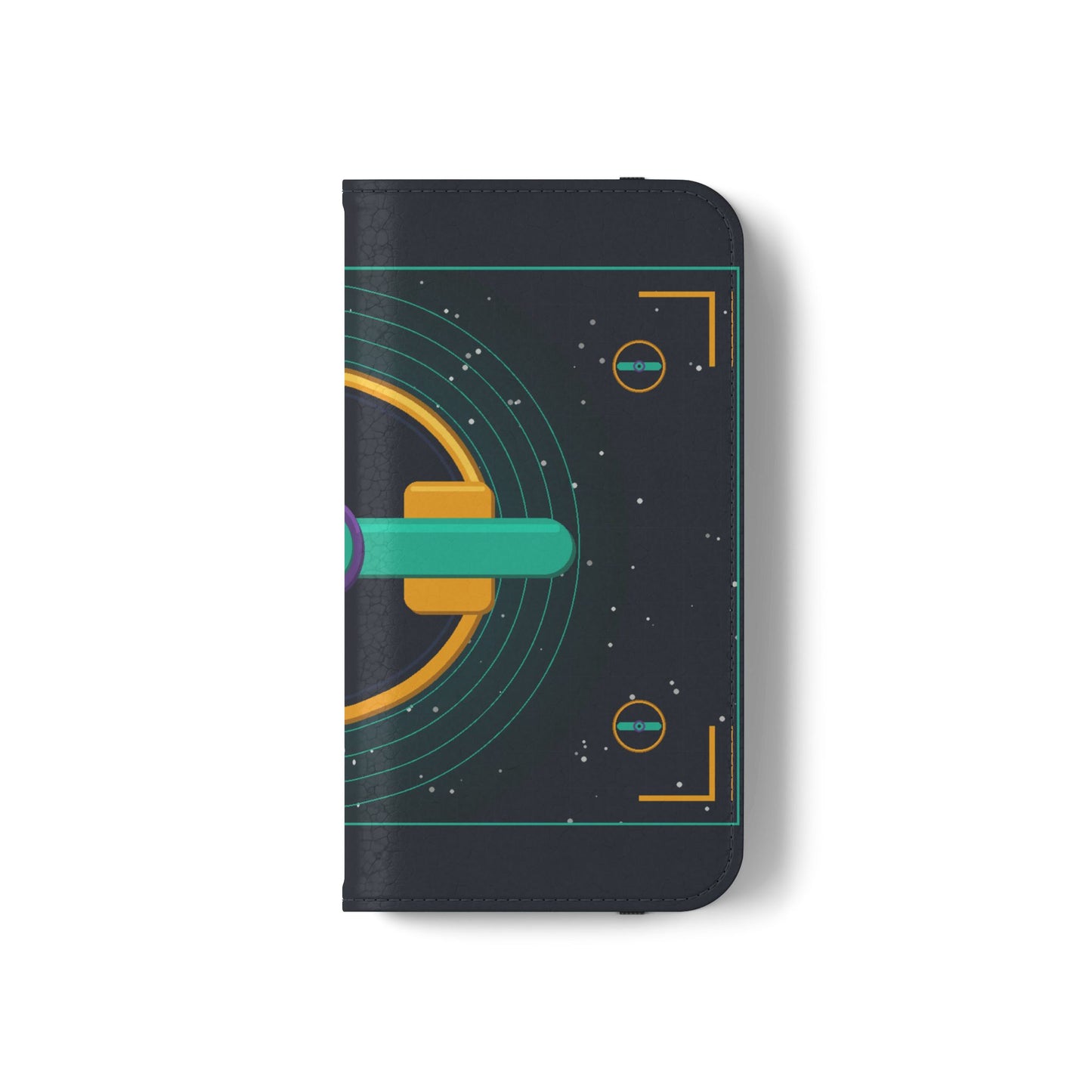 Unboards Cosmic Flip Case — Retro Space Tech Wallet Cover
