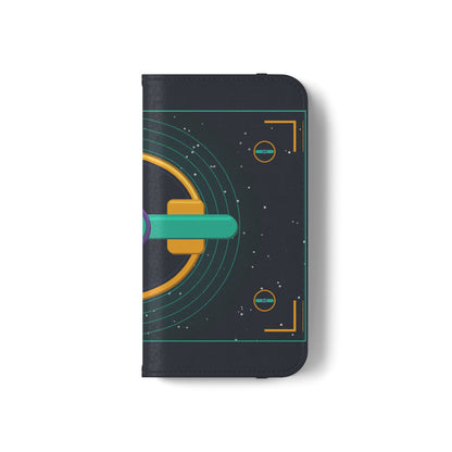 Unboards Cosmic Flip Case — Retro Space Tech Wallet Cover