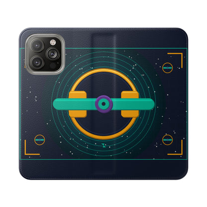 Unboards Cosmic Flip Case — Retro Space Tech Wallet Cover