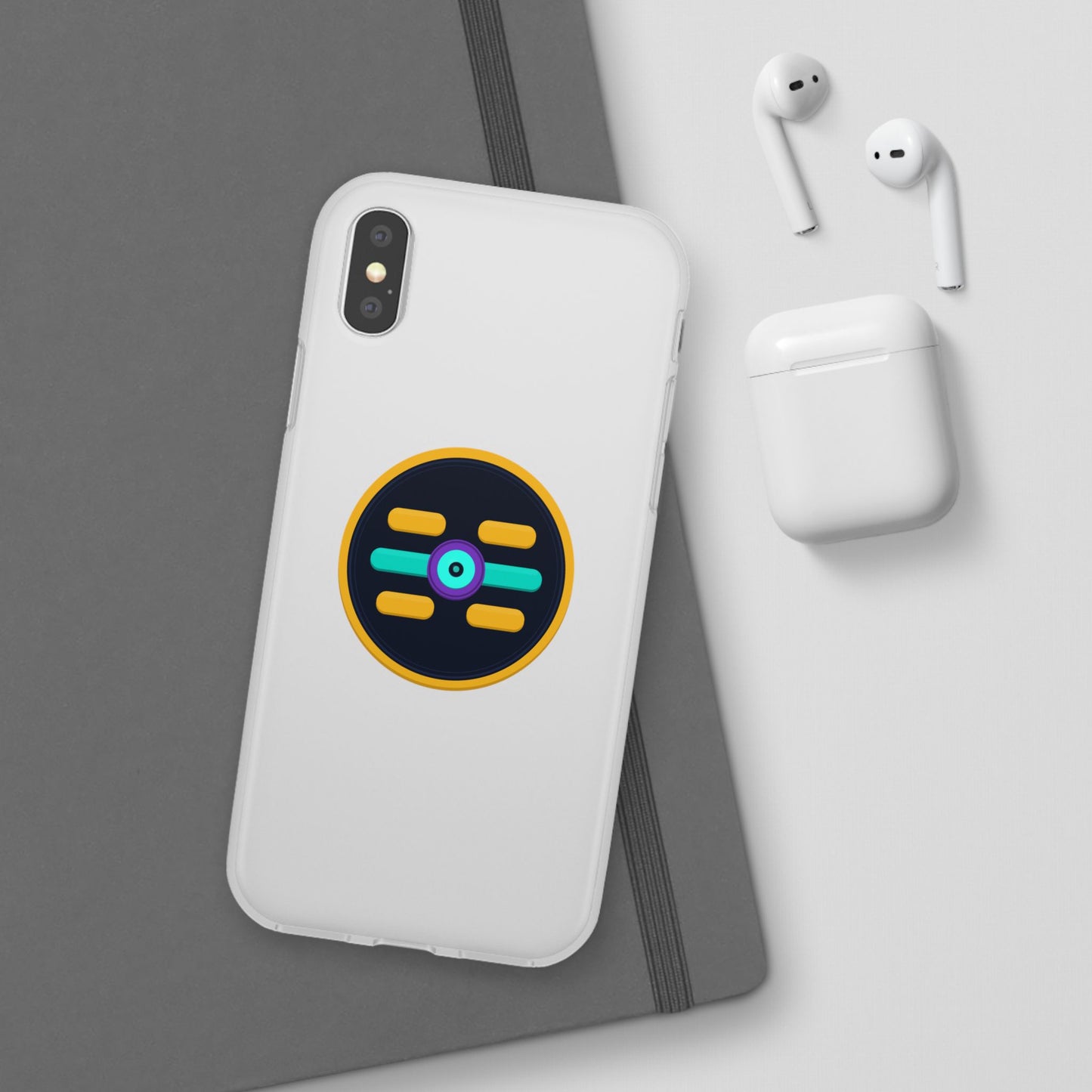 The Boards Shop Clear Phone Case with Colorful Tech Emblem