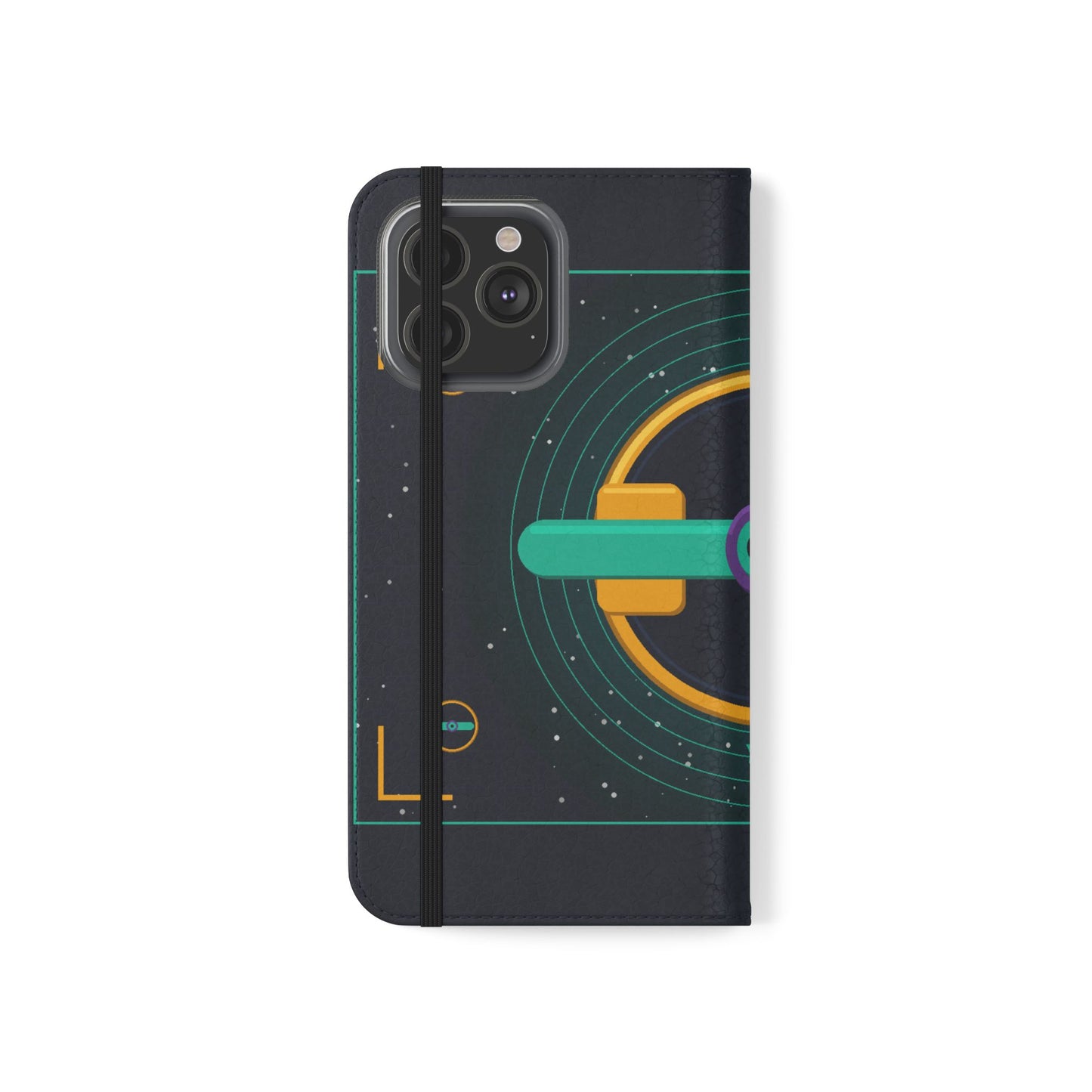 Unboards Cosmic Flip Case — Retro Space Tech Wallet Cover
