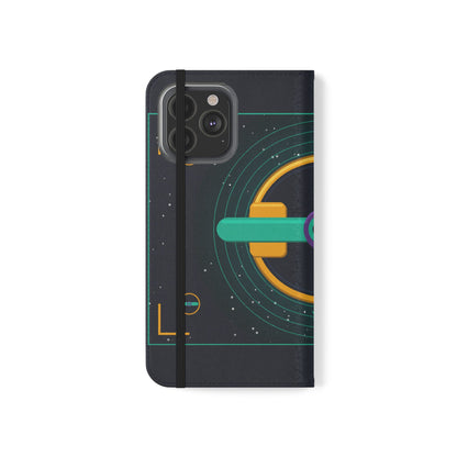 Unboards Cosmic Flip Case — Retro Space Tech Wallet Cover