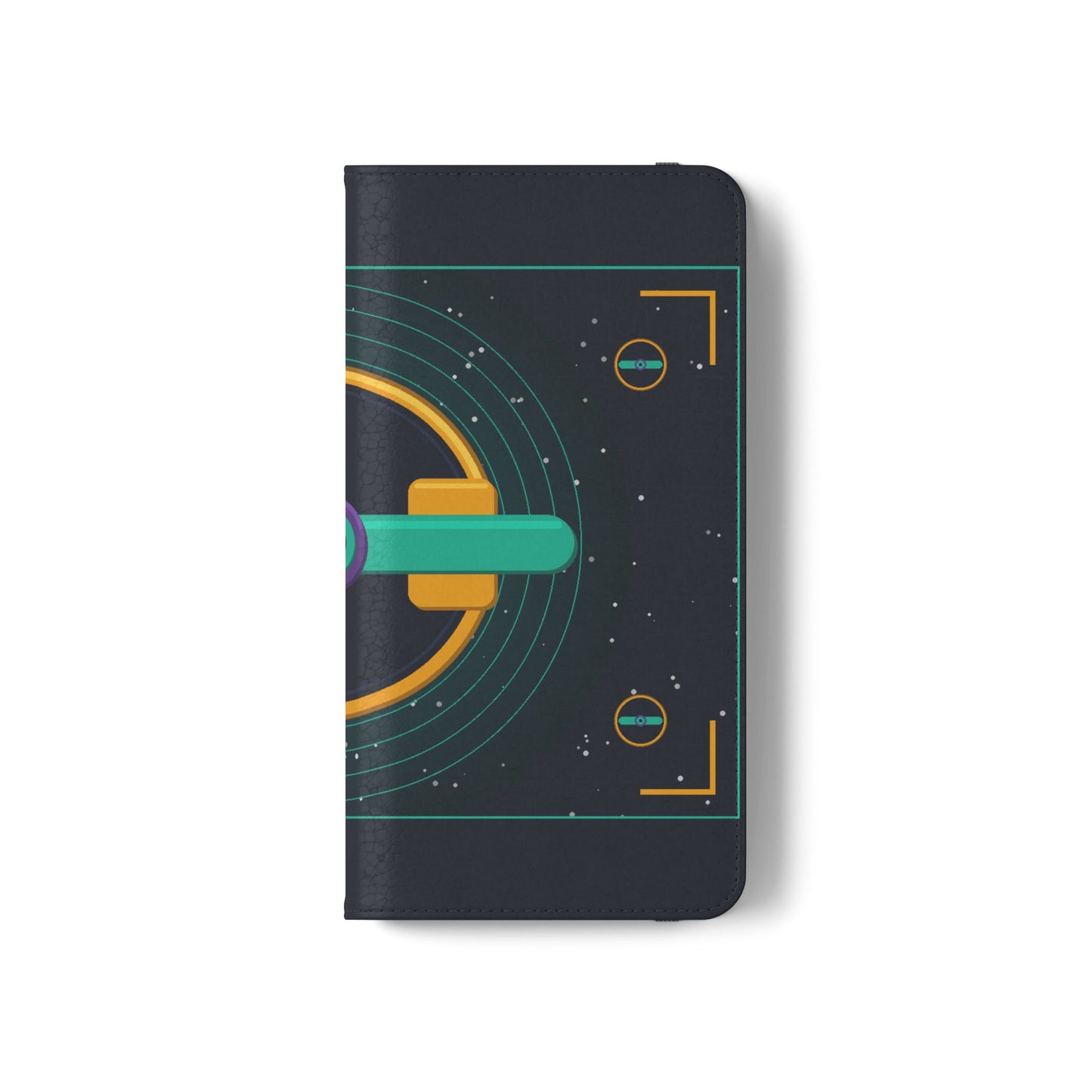 Unboards Cosmic Flip Case — Retro Space Tech Wallet Cover