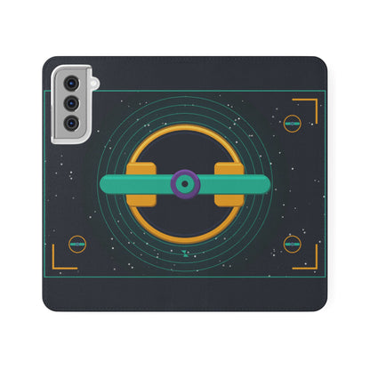 Unboards Cosmic Flip Case — Retro Space Tech Wallet Cover