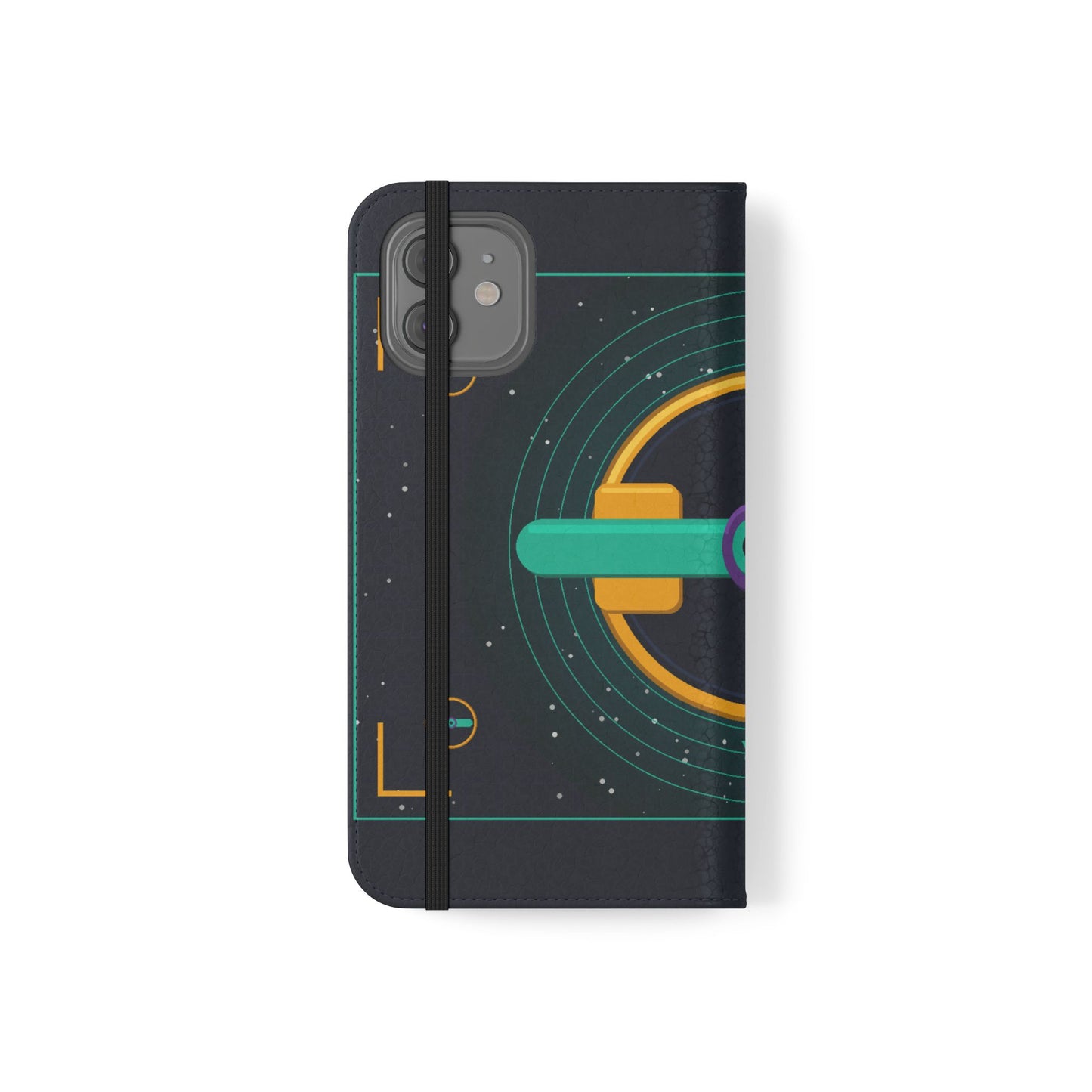 Unboards Cosmic Flip Case — Retro Space Tech Wallet Cover