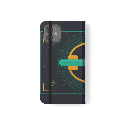 Unboards Cosmic Flip Case — Retro Space Tech Wallet Cover