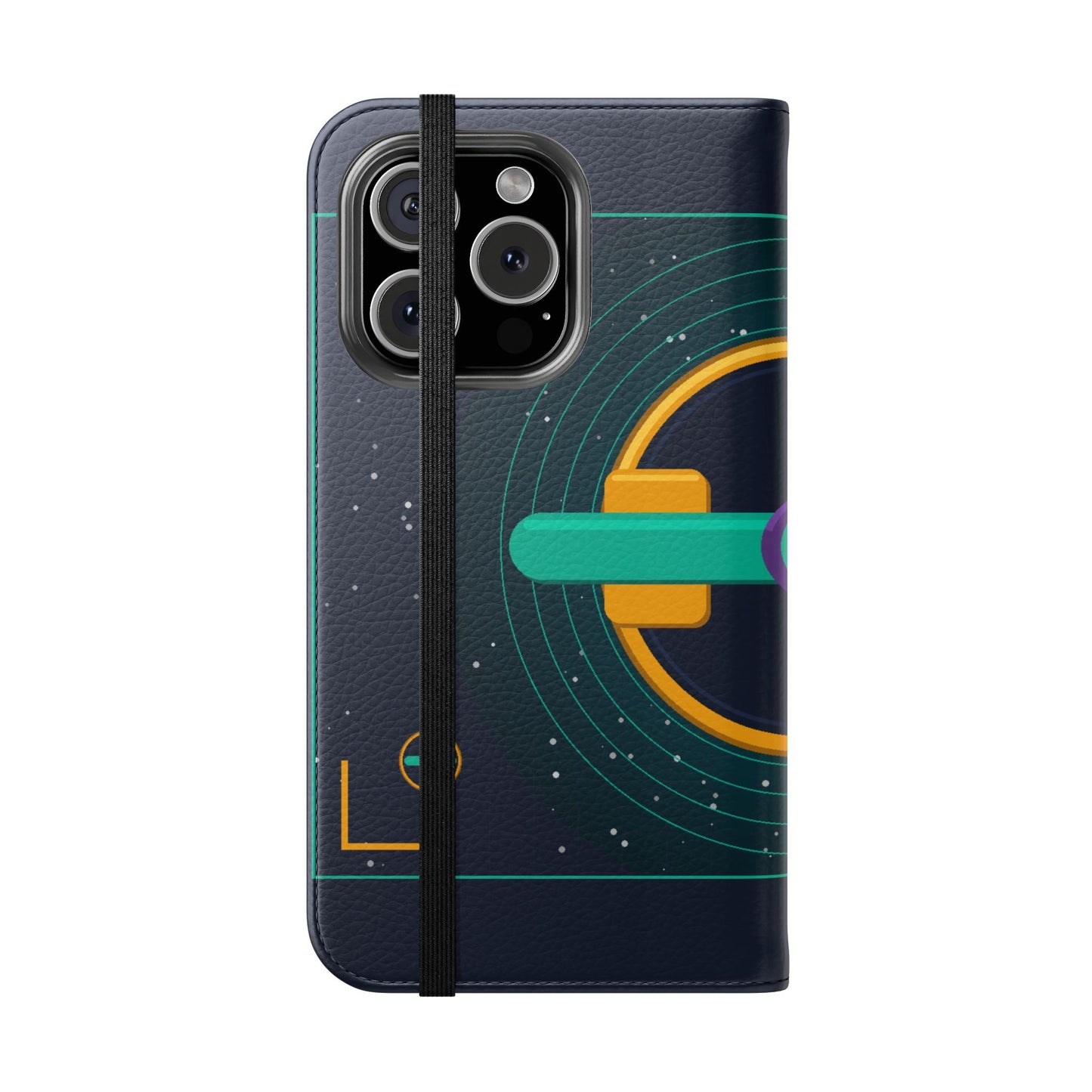 Unboards Cosmic Flip Case — Retro Space Tech Wallet Cover