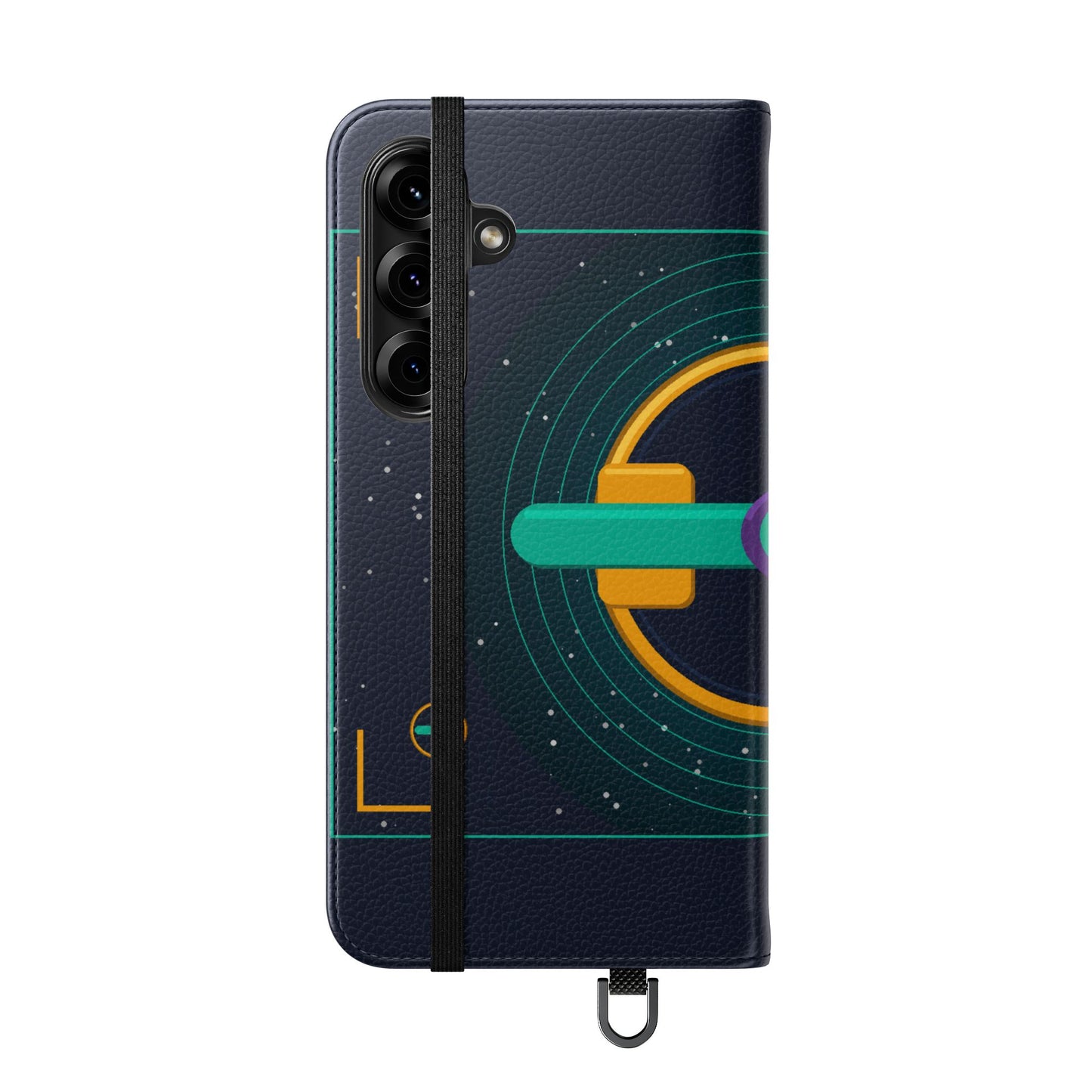 Unboards Cosmic Flip Case — Retro Space Tech Wallet Cover