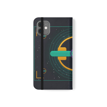Unboards Cosmic Flip Case — Retro Space Tech Wallet Cover