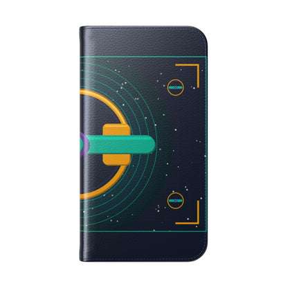 Unboards Cosmic Flip Case — Retro Space Tech Wallet Cover