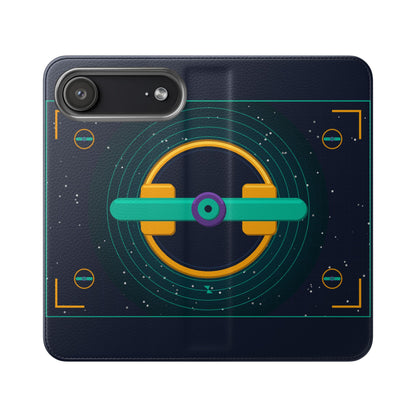 Unboards Cosmic Flip Case — Retro Space Tech Wallet Cover