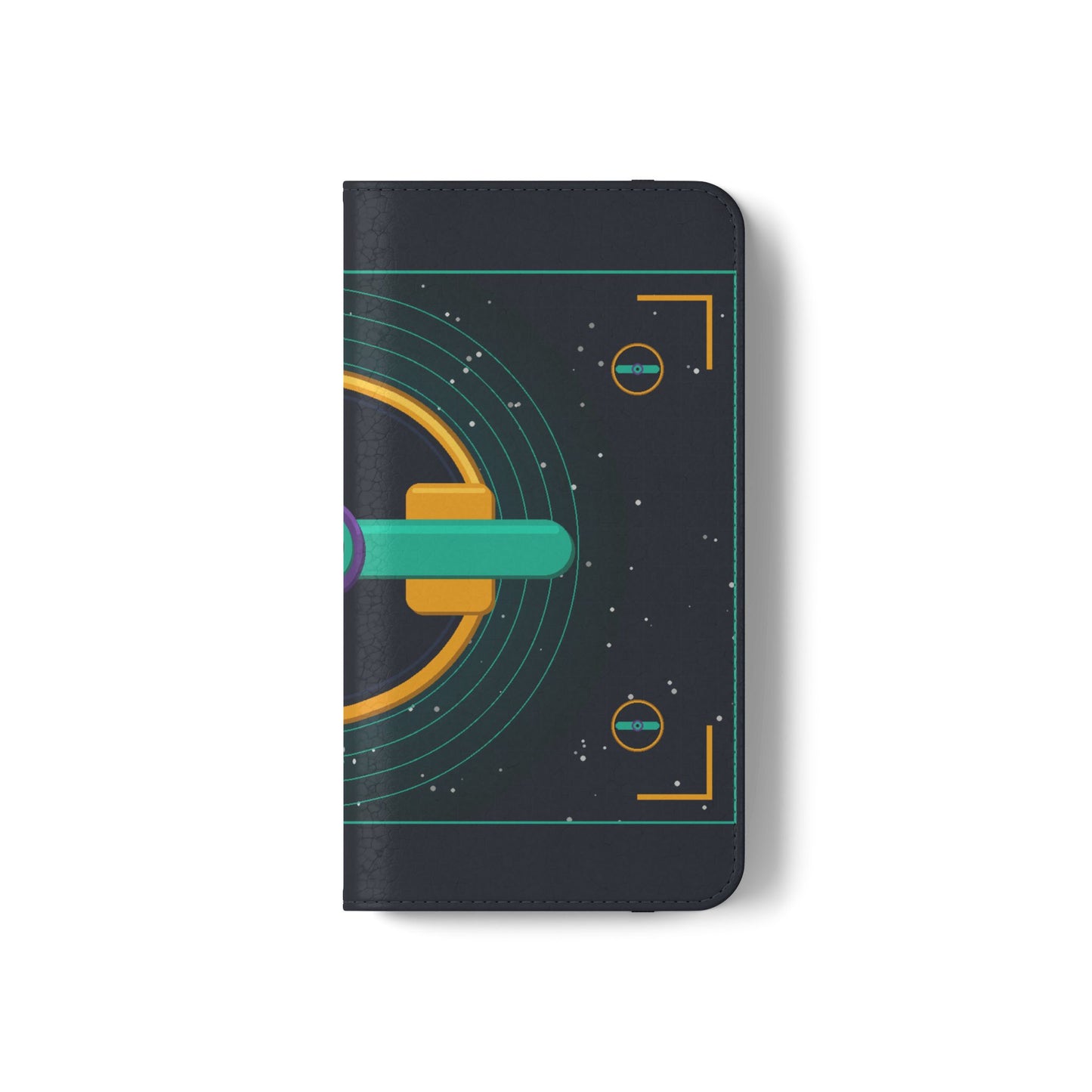 Unboards Cosmic Flip Case — Retro Space Tech Wallet Cover