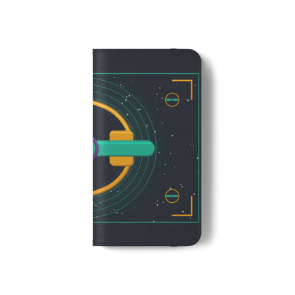 Unboards Cosmic Flip Case — Retro Space Tech Wallet Cover