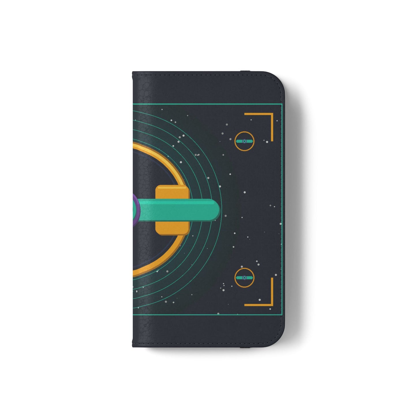 Unboards Cosmic Flip Case — Retro Space Tech Wallet Cover