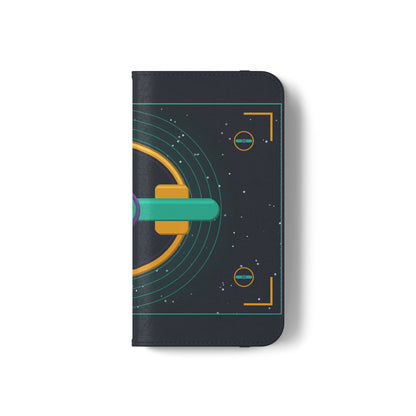 Unboards Cosmic Flip Case — Retro Space Tech Wallet Cover