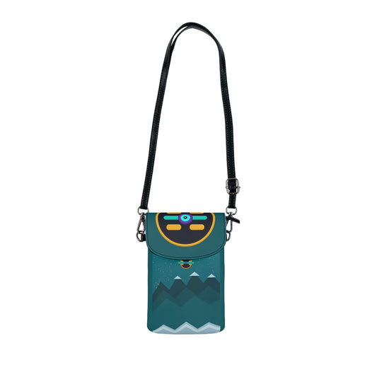 Yo Momma Teal Mountain Crossbody Phone Wallet – Small Cell Phone Wallet with Strap