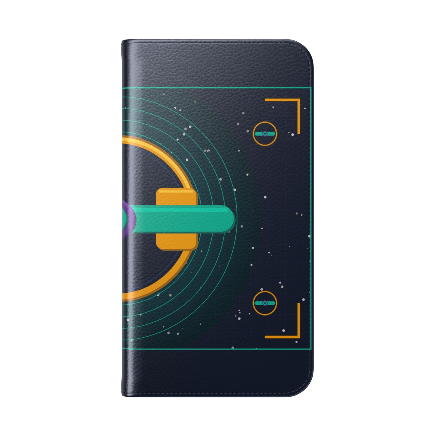 Unboards Cosmic Flip Case — Retro Space Tech Wallet Cover