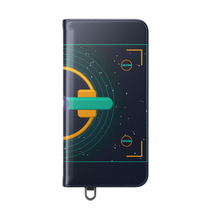 Unboards Cosmic Flip Case — Retro Space Tech Wallet Cover