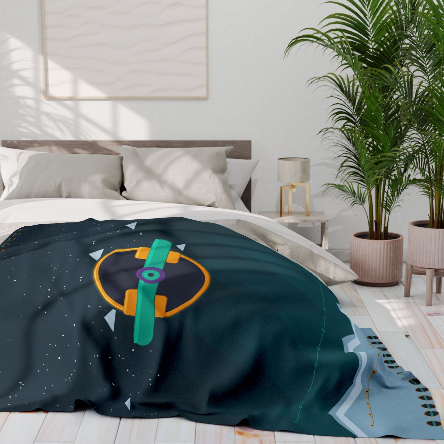Unboards Arctic Night Fleece Blanket — Geometric Polar Landscape Throw